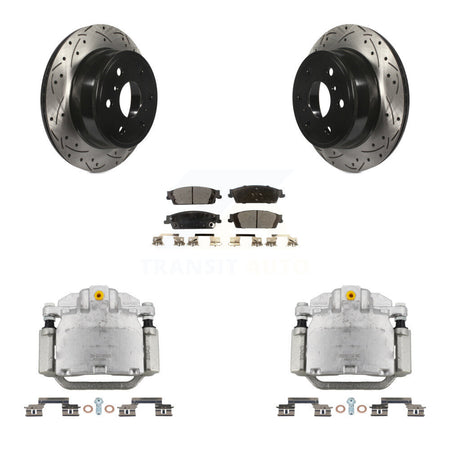 Rear Brake Caliper Drill Slot Rotors Ceramic Pad Kit For GMC Chevrolet Sierra 1500 Tahoe KCD-100490T