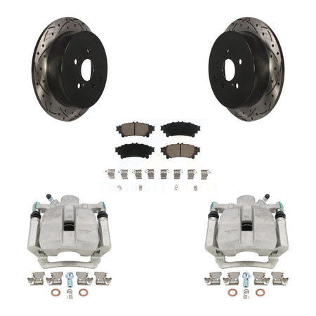 Rear Disc Brake Coated Caliper Drilled Slotted Rotors And Ceramic Pads Kit For Toyota Highlander Sienna Lexus RX350 RX450h KCD-100491C by Transit Auto