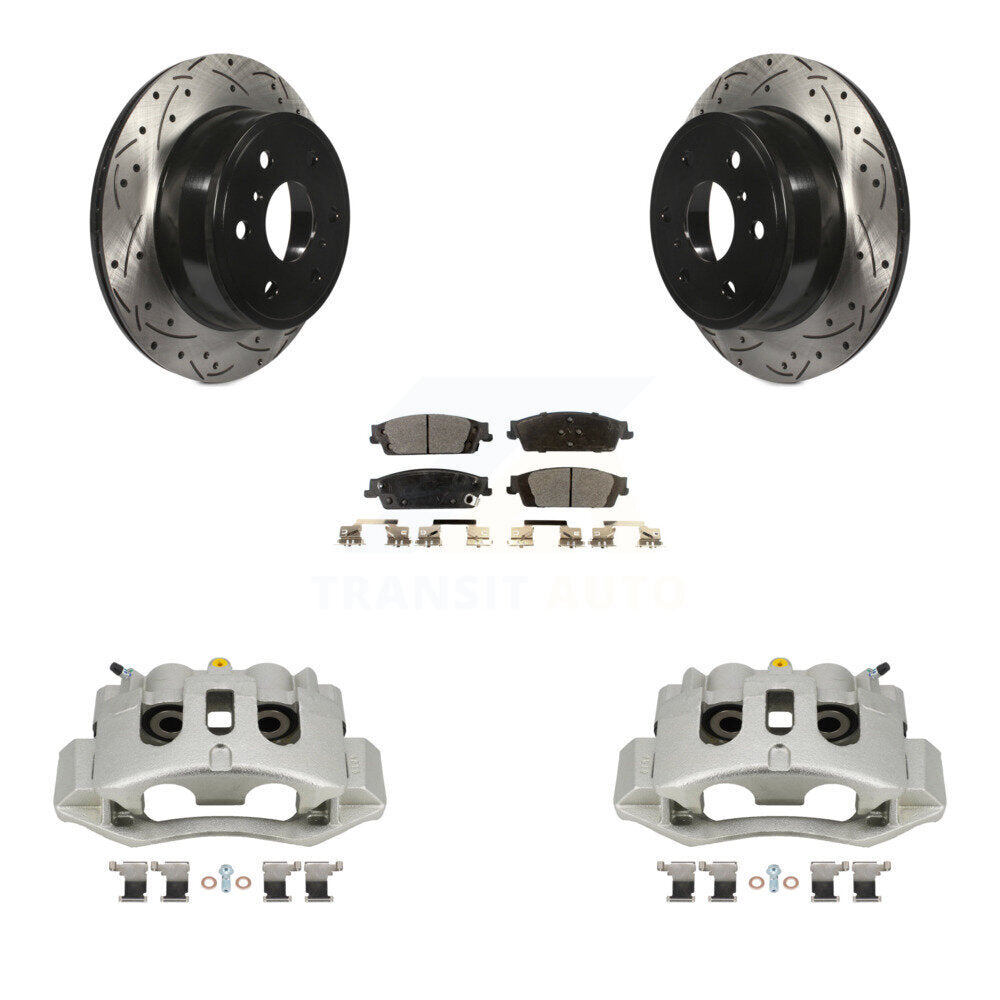 Rear Brake Coated Caliper Drill Slotted Rotors Ceramic Pad Kit For Chevrolet Suburban HD KCD-100491T