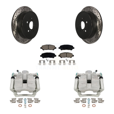 Rear Disc Brake Coated Caliper Drill Slotted Rotor Ceramic Pad Kit For Toyota Highlander KCD-100492C