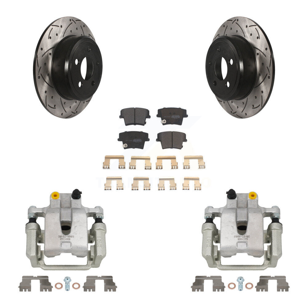 Rear Brake Caliper Drill Slot Rotor Semi-Metallic Pad Kit For Dodge Chrysler 300 Charger KCD-100493P