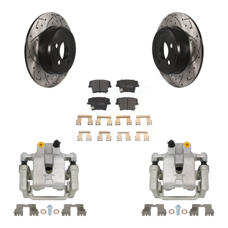 Rear Brake Caliper Drill Slot Rotor Semi-Metallic Pad Kit For Dodge Chrysler 300 Charger KCD-100493P