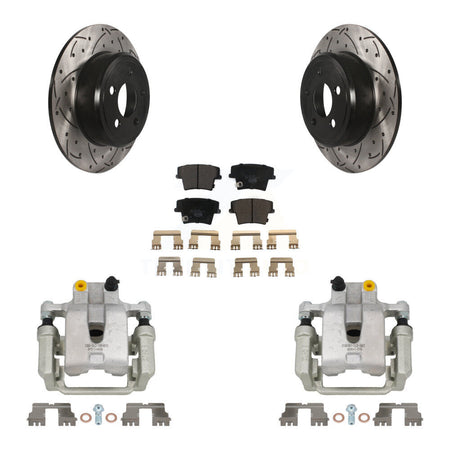 Rear Brake Coat Caliper Drill Slot Rotors Ceramic Pad Kit For Dodge Chrysler 300 Charger KCD-100497T