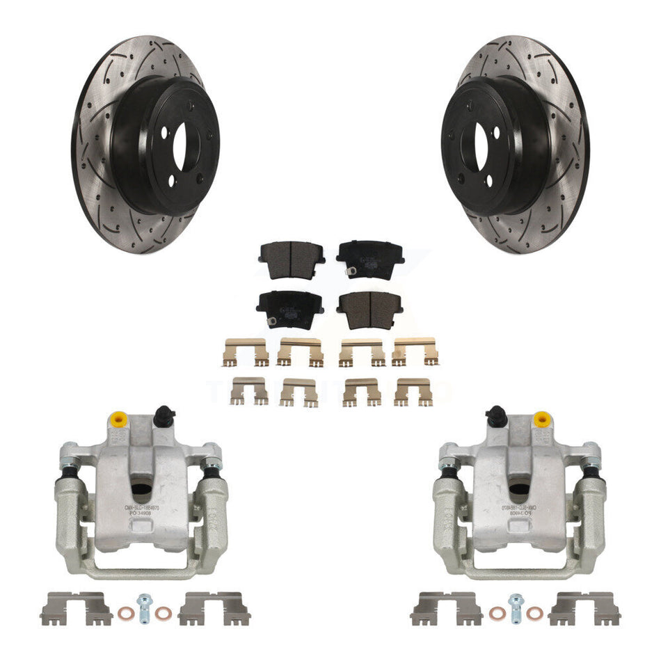 Rear Brake Coat Caliper Drill Slot Rotors Ceramic Pad Kit For Dodge Chrysler 300 Charger KCD-100497T