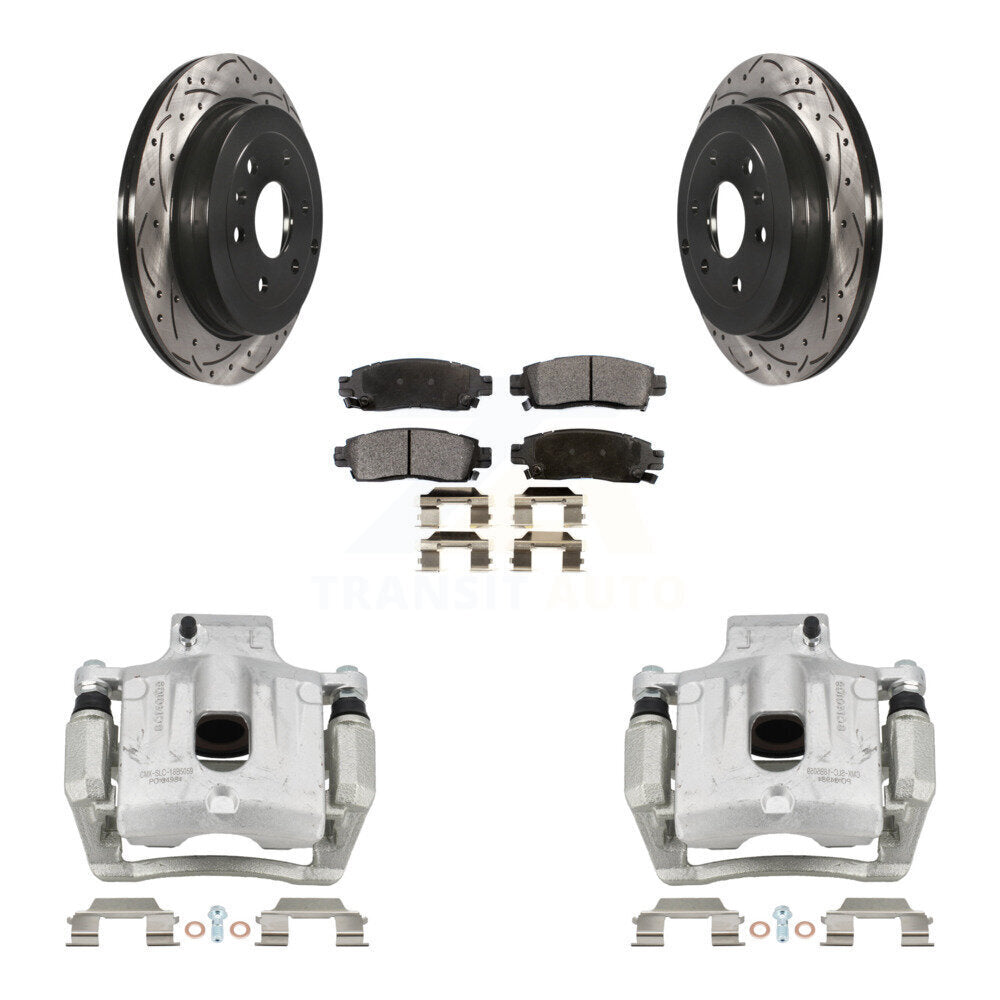 Rear Brake Caliper Drilled Slot Rotor Semi-Metallic Pad Kit For GMC Acadia Buick Enclave KCD-100500P