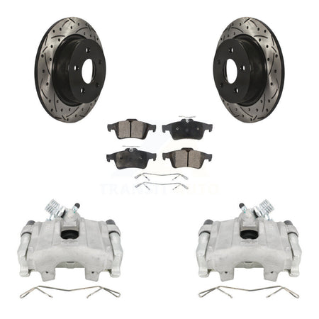 Rear Disc Brake Coated Caliper Drill Slotted Rotor Ceramic Pad Kit For Ford Escape C-Max KCD-100500T