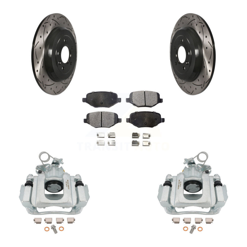 Rear Disc Brake Coated Caliper Drilled Slotted Rotors And Semi-Metallic Pads Kit For Ford Edge Lincoln MKX KCD-100501P
