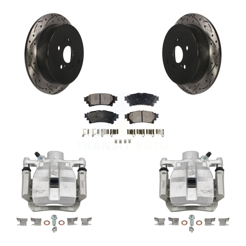 Rear Brake Caliper Drill Slot Rotor Ceramic Pad Kit For Toyota Sienna Lexus RX350 RX450h KCD-100501T