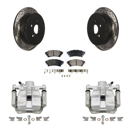 Rear Brake Caliper Drill Slot Rotor Ceramic Pad Kit For Toyota Sienna Lexus RX350 RX450h KCD-100501T