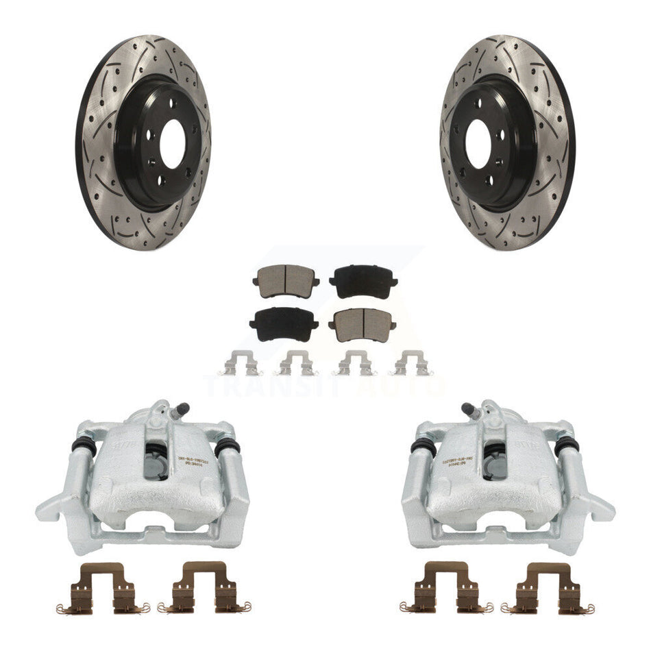 Rear Disc Brake Coated Caliper Drilled Slotted Rotors And Ceramic Pads Kit For Audi Q5 A4 Quattro A5 KCD-100504C