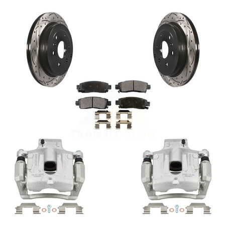 Rear Brake Caliper Drill Slot Rotors Ceramic Pad Kit For GMC Acadia Buick Enclave Saturn KCD-100504T