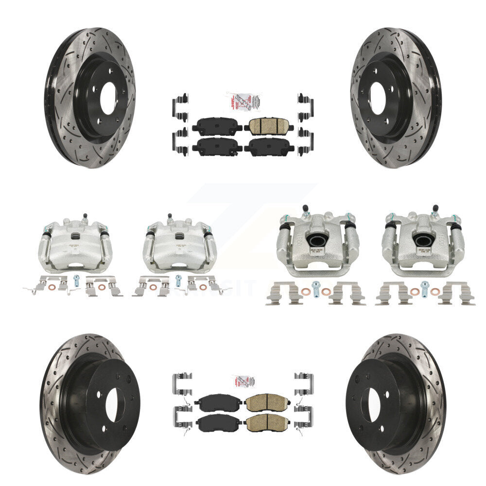 Front Rear Brake Coated Caliper Drill Slot Rotors Ceramic Pad Kit (10Pc) For Nissan Juke KCD-100505N