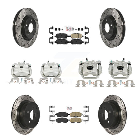 Front Rear Brake Coated Caliper Drill Slot Rotors Ceramic Pad Kit (10Pc) For Nissan Juke KCD-100506N