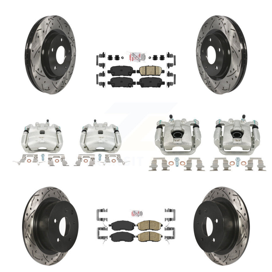 Front Rear Brake Coated Caliper Drill Slot Rotors Ceramic Pad Kit (10Pc) For Nissan Juke KCD-100506N