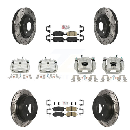 Front Rear Brake Coated Caliper Drill Slot Rotors Ceramic Pad Kit (10Pc) For Nissan Juke KCD-100507N