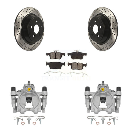 Rear Brake Caliper Drill Slotted Rotor Semi-Metallic Pad Kit For Ford Fusion Lincoln MKZ KCD-100507S
