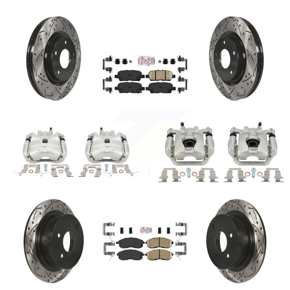 Front Rear Brake Coated Caliper Drill Slot Rotors Ceramic Pad Kit (10Pc) For Nissan Juke KCD-100508N
