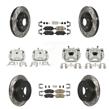 Front Rear Brake Coated Caliper Drill Slot Rotors Ceramic Pad Kit (10Pc) For Nissan Juke KCD-100508N