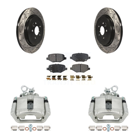 Rear Brake Caliper Drill Slot Rotor Ceramic Pad Kit For Ford Explorer Flex Taurus Police KCD-100508T