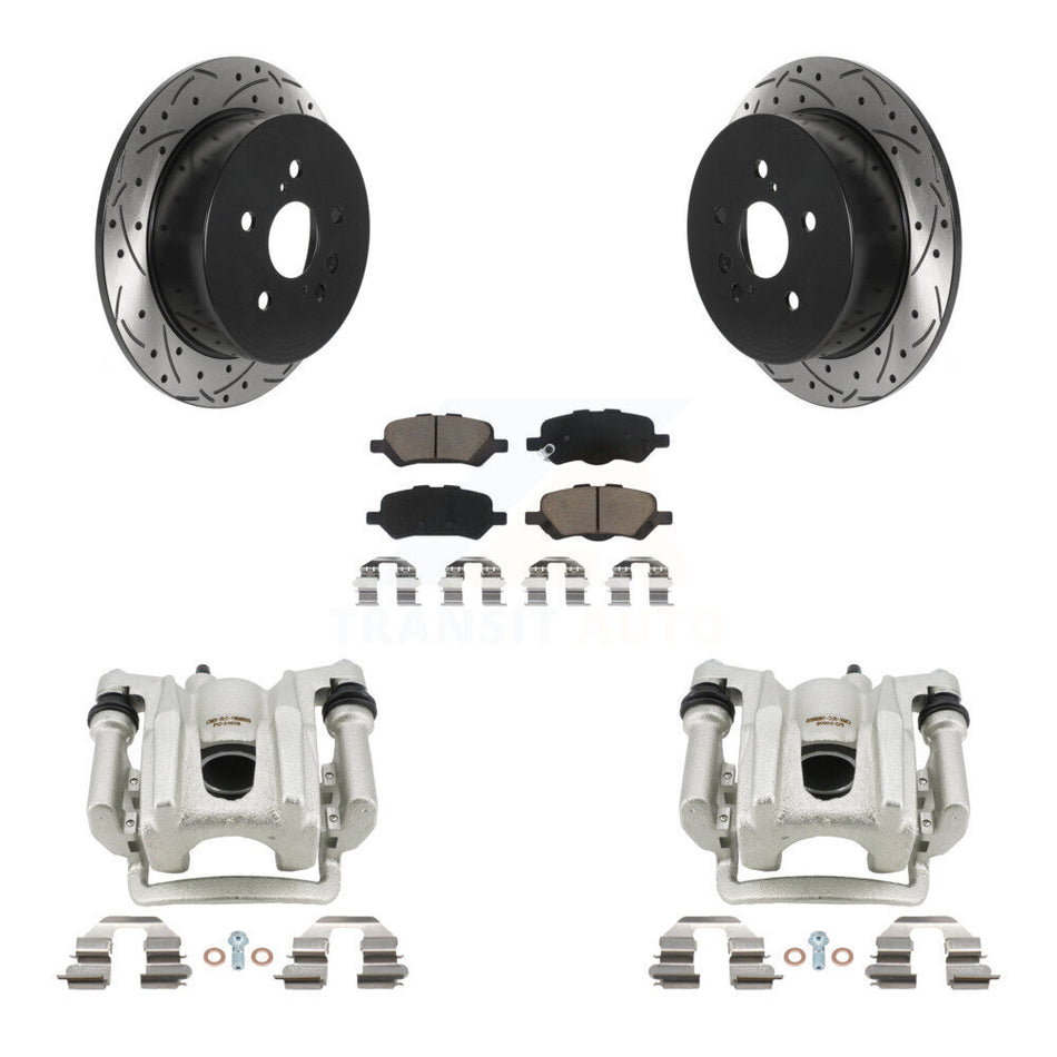 Rear Brake Coated Caliper Drill Slotted Rotor Ceramic Pad Kit For 2009-2016 Toyota Venza KCD-100509C