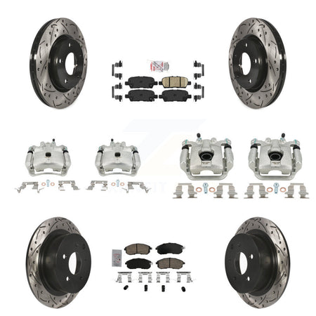 Front Rear Brake Coat Caliper Drill Slot Rotors Ceramic Pad Kit (10Pc) For Nissan Sentra KCD-100509N
