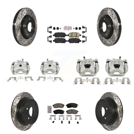 Front Rear Brake Coat Caliper Drill Slot Rotors Ceramic Pad Kit (10Pc) For Nissan Sentra KCD-100510N