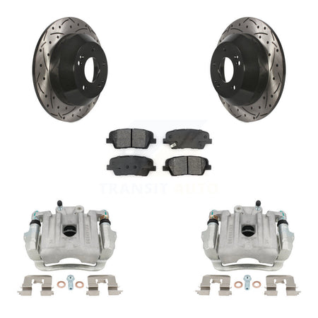 Rear Disc Brake Coated Caliper Drill Slotted Rotor Semi-Metallic Pad Kit For Kia Sorento KCD-100511S