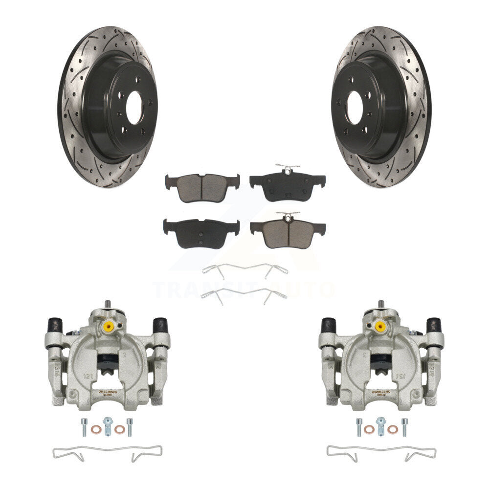 Rear Brake Caliper Drilled Slot Rotor Ceramic Pad Kit For Ford Escape Fusion Lincoln MKC KCD-100512C