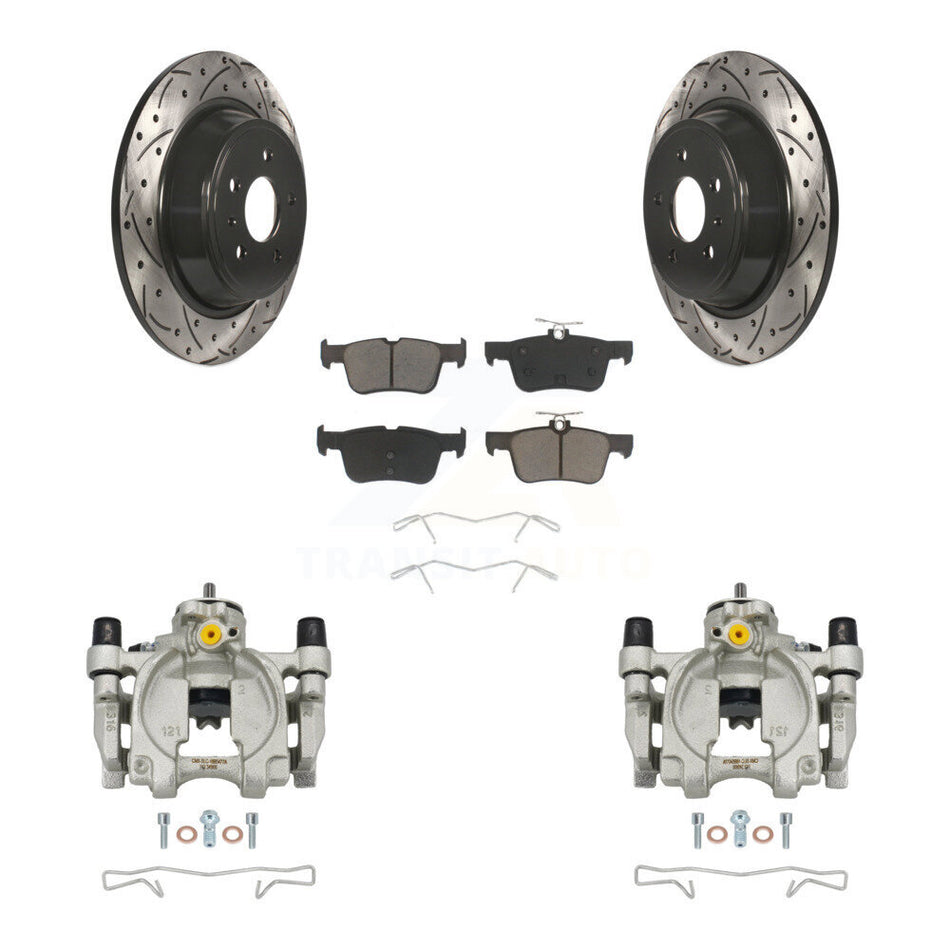 Rear Brake Caliper Drilled Slot Rotor Ceramic Pad Kit For Ford Escape Fusion Lincoln MKC KCD-100512C