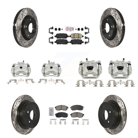 Front Rear Brake Coat Caliper Drill Slot Rotors Ceramic Pad Kit (10Pc) For Nissan Sentra KCD-100512N