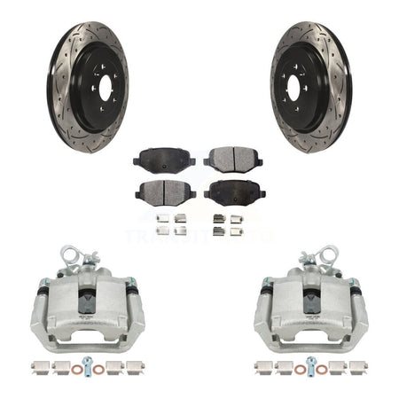Rear Brake Caliper Drill Slot Rotor Ceramic Pad Kit For Ford Explorer Police Interceptor KCD-100512T