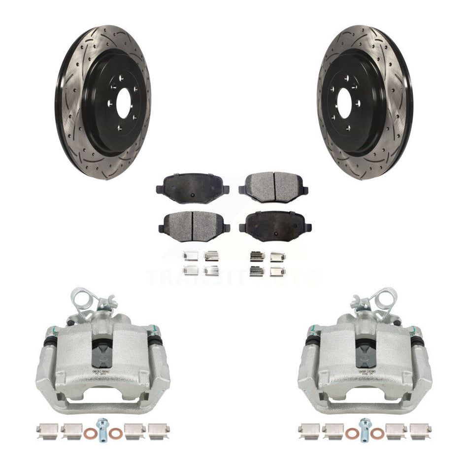 Rear Brake Caliper Drill Slot Rotor Ceramic Pad Kit For Ford Explorer Police Interceptor KCD-100512T