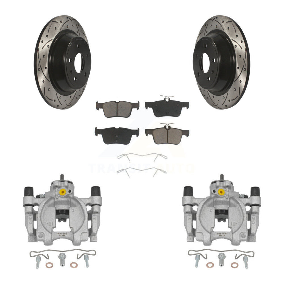 Rear Brake Coated Caliper Drilled Slot Rotor Ceramic Pad Kit For Ford Fusion Lincoln MKZ KCD-100513C