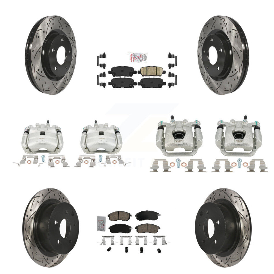 Front Rear Brake Coat Caliper Drill Slot Rotors Ceramic Pad Kit (10Pc) For Nissan Sentra KCD-100513N