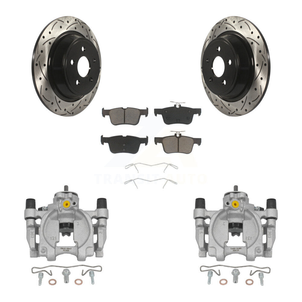 Rear Brake Coat Caliper Drill Slot Rotor Ceramic Pad Kit For Ford Fusion Lincoln MKZ SSV KCD-100515C