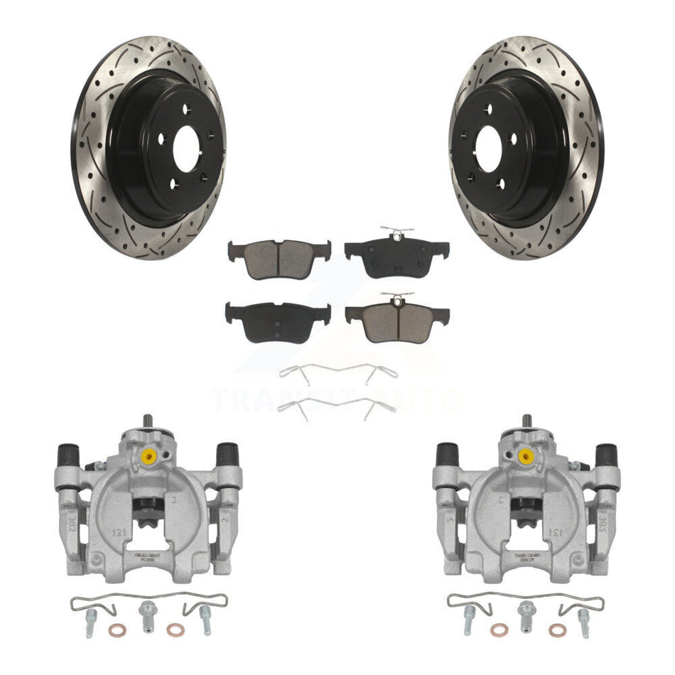 Rear Brake Coat Caliper Drill Slot Rotor Ceramic Pad Kit For Ford Fusion Lincoln MKZ SSV KCD-100515C