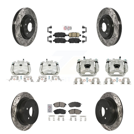 Front Rear Brake Coat Caliper Drill Slot Rotors Ceramic Pad Kit (10Pc) For Nissan Sentra KCD-100515N