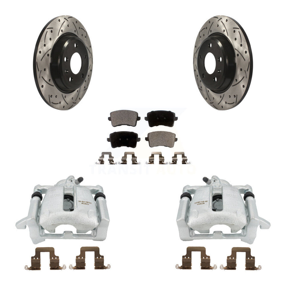 Rear Disc Brake Coated Caliper Drilled Slotted Rotors And Ceramic Pads Kit For Audi Q5 A4 Quattro A5 KCD-100515T