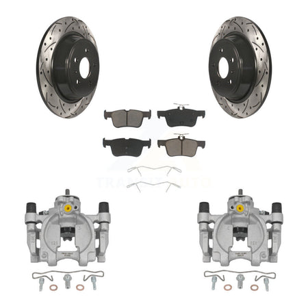 Rear Disc Brake Coated Caliper Drill Slot Rotors Ceramic Pad Kit For Lincoln Continental KCD-100516C
