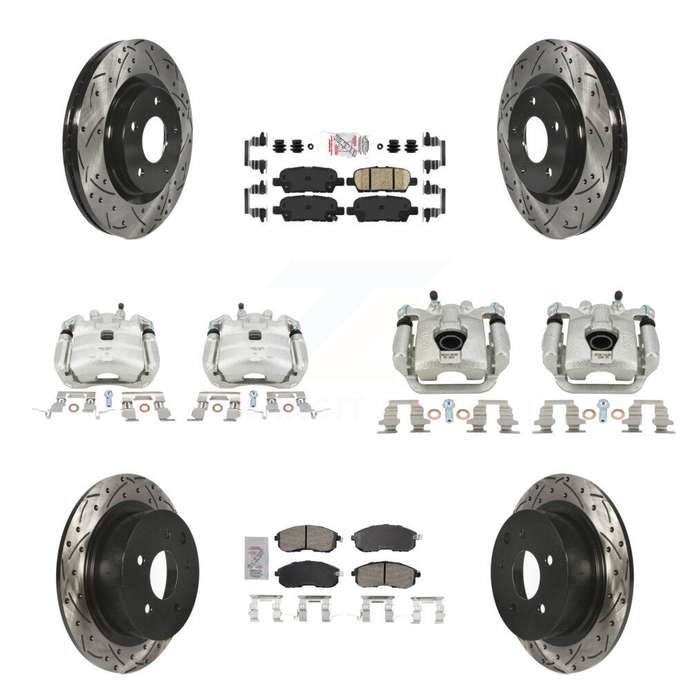 Front Rear Brake Coat Caliper Drill Slot Rotors Ceramic Pad Kit (10Pc) For Nissan Sentra KCD-100516N