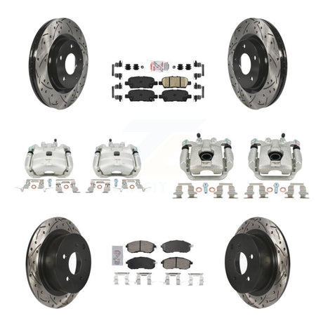 Front Rear Brake Coat Caliper Drill Slot Rotors Ceramic Pad Kit (10Pc) For Nissan Sentra KCD-100516N