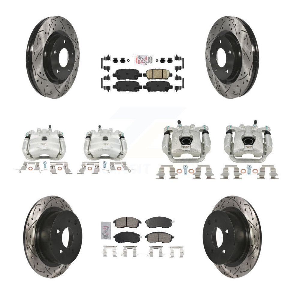 Front Rear Brake Coat Caliper Drill Slot Rotors Ceramic Pad Kit (10Pc) For Nissan Sentra KCD-100516N