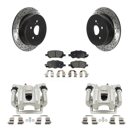 Rear Brake Caliper Drill Slotted Rotors Semi-Metallic Pad Kit For 2009-2016 Toyota Venza KCD-100516P