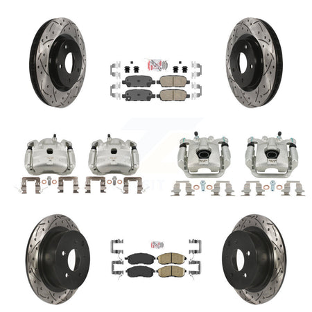 Front Rear Brake Coat Caliper Drill Slot Rotors Ceramic Pad Kit (10Pc) For Nissan Sentra KCD-100517N