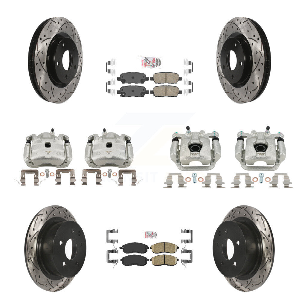 Front Rear Brake Coat Caliper Drill Slot Rotors Ceramic Pad Kit (10Pc) For Nissan Sentra KCD-100518N
