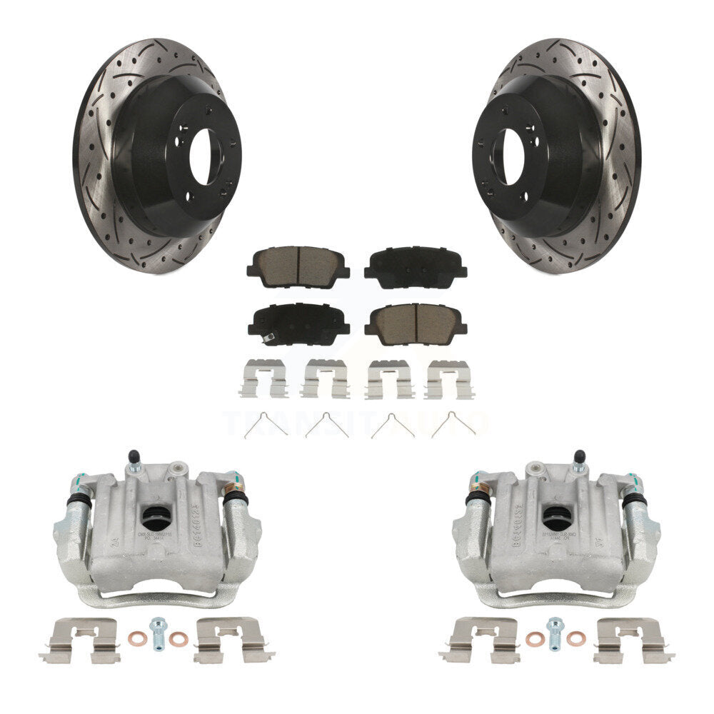 Rear Disc Brake Coated Caliper Drilled Slotted Rotor And Ceramic Pad Kit For Kia Sorento KCD-100519C
