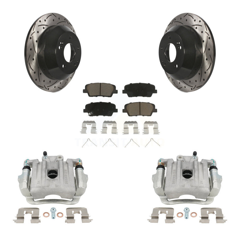 Rear Disc Brake Coated Caliper Drilled Slotted Rotor And Ceramic Pad Kit For Kia Sorento KCD-100519C