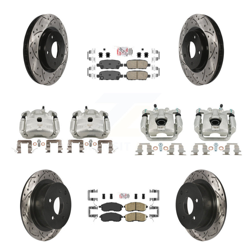 Front Rear Brake Coat Caliper Drill Slot Rotors Ceramic Pad Kit (10Pc) For Nissan Sentra KCD-100519N