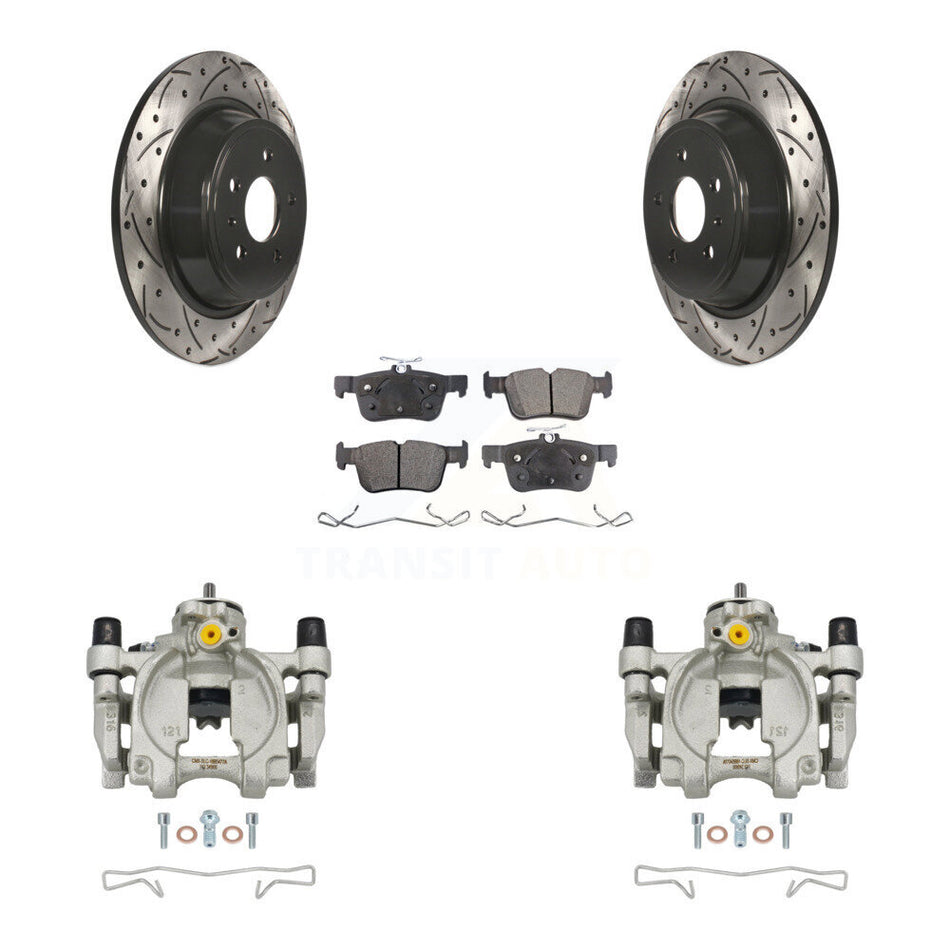 Rear Brake Caliper Drill Slot Rotor Semi-Metallic Pad Kit For Ford Escape Fusion Lincoln KCD-100519P