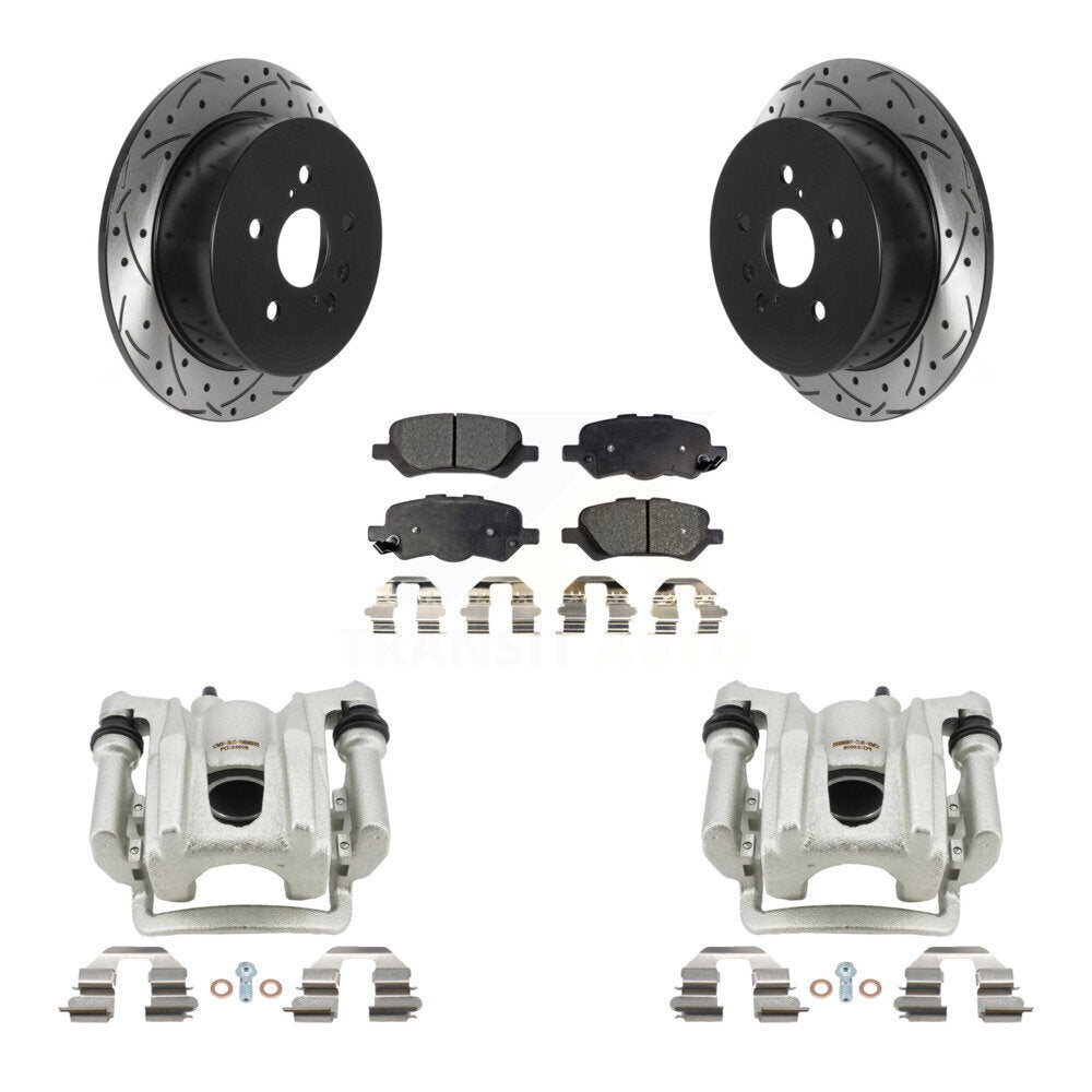 Rear Brake Coated Caliper Drill Slotted Rotor Ceramic Pad Kit For 2009-2016 Toyota Venza KCD-100520T